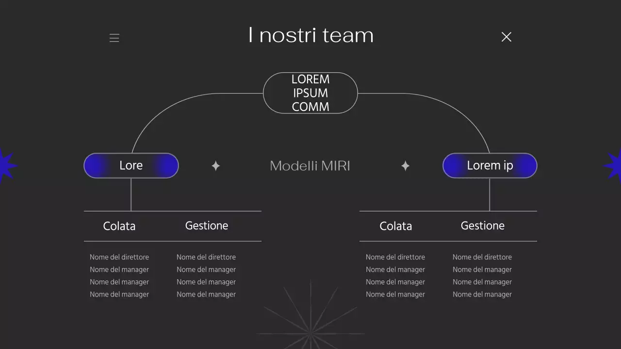 Portfolio dalle linee semplici con accenti viola su sfondo nero