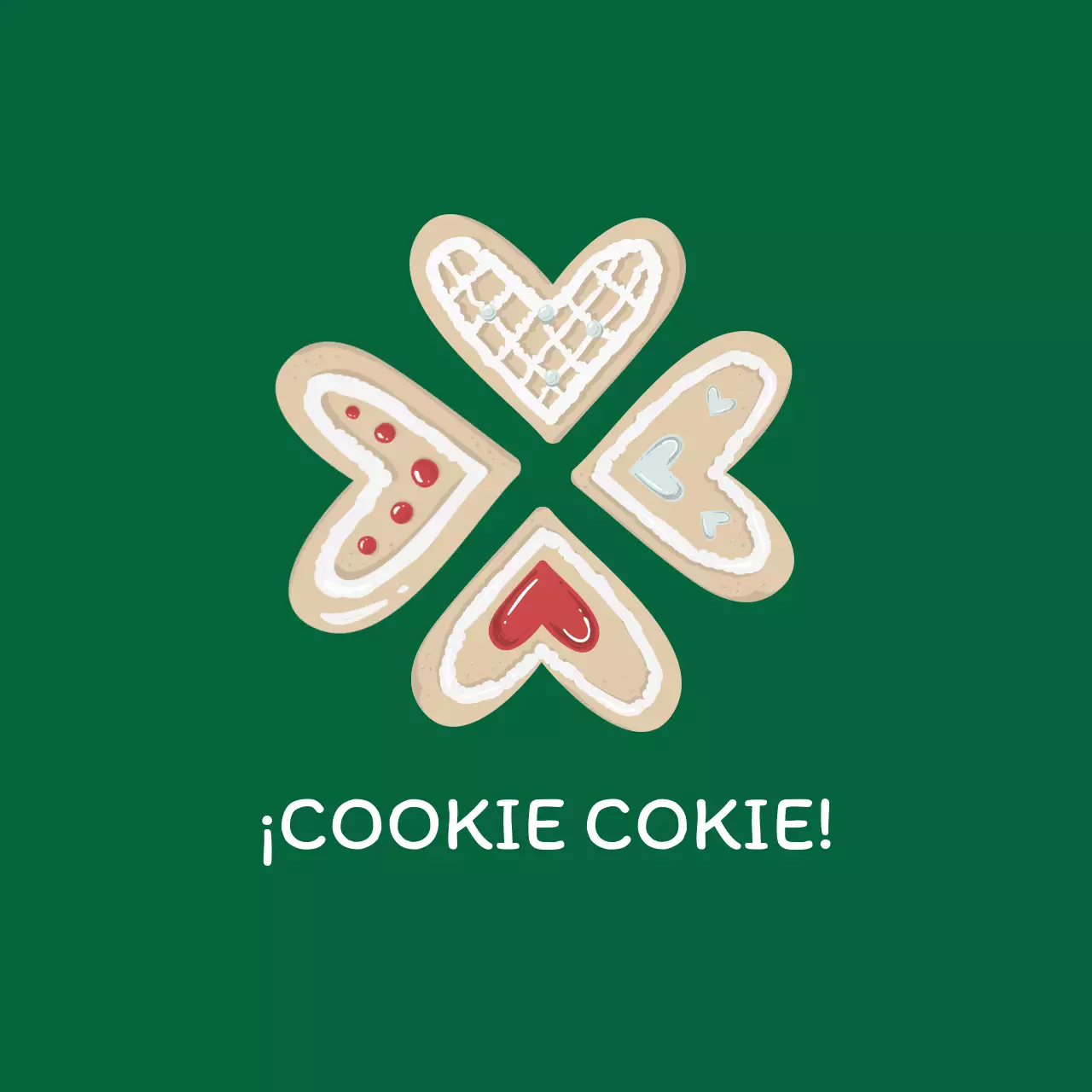 Etiqueta de galleta navideña ilustrada beige rojo verde