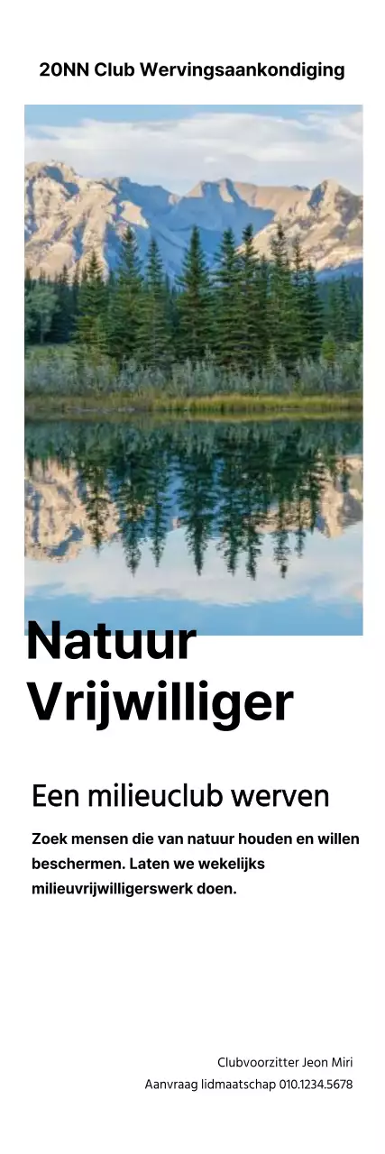 Werf een milieuvrijwilligersclub met schone natuurfoto's