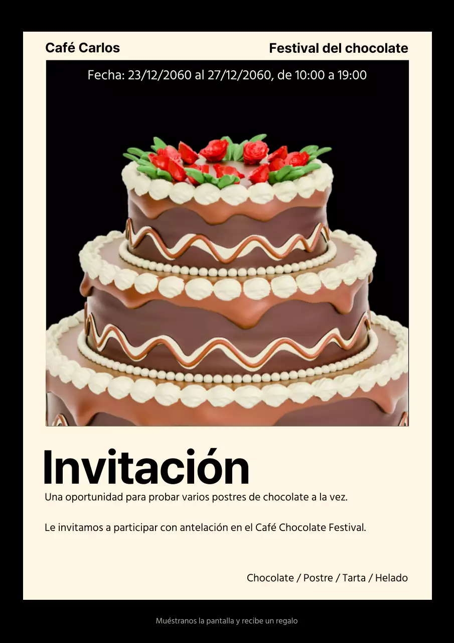 Invitación a una fiesta del chocolate con foto Polaroid
