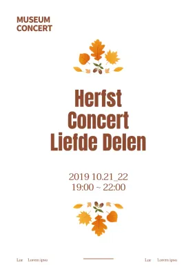 Eenvoudige concertpromotie met bruine gevallen bladeren en bessenillustratie
