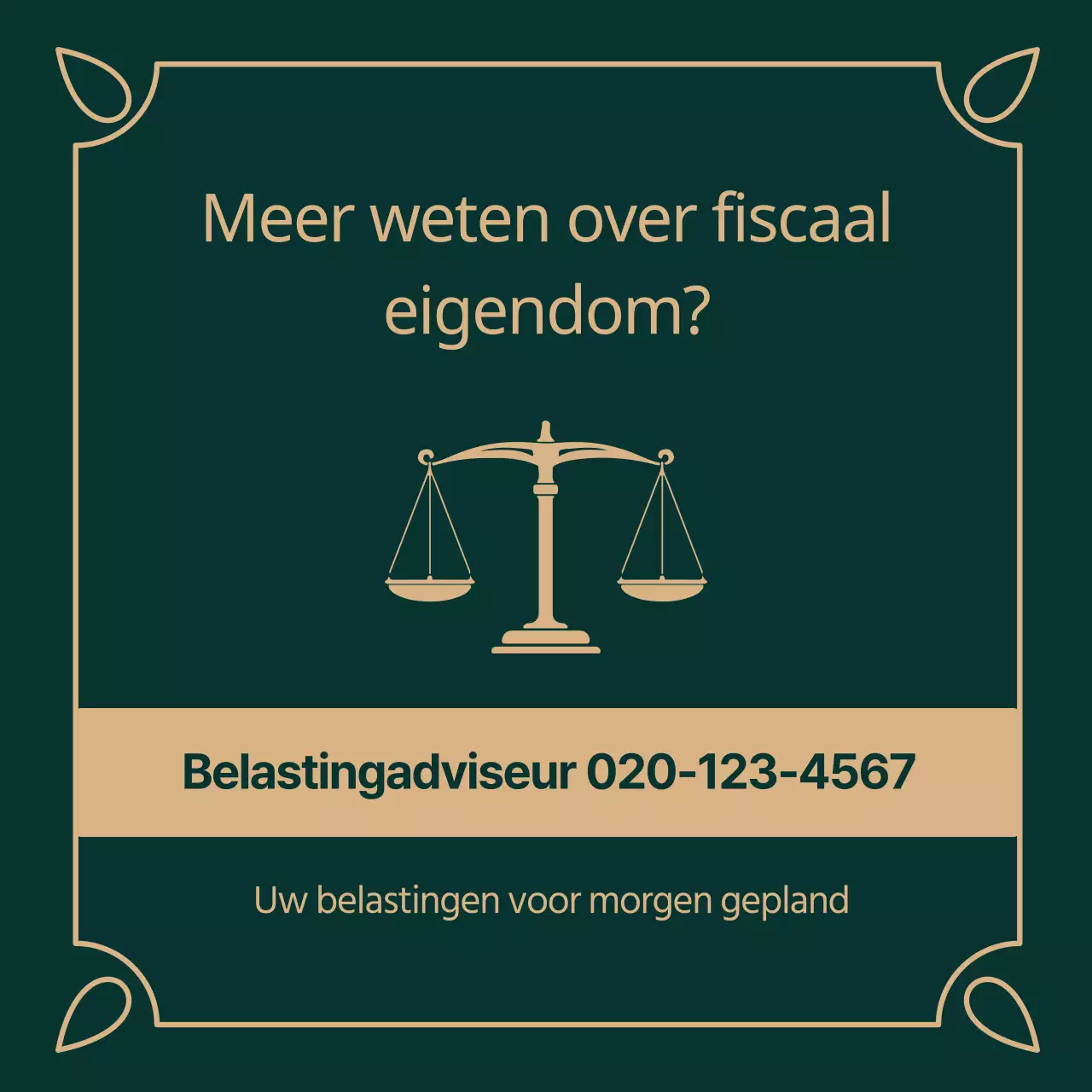 Geeft informatie over onroerendgoedbelasting met groene (donkere) en gouden illustraties