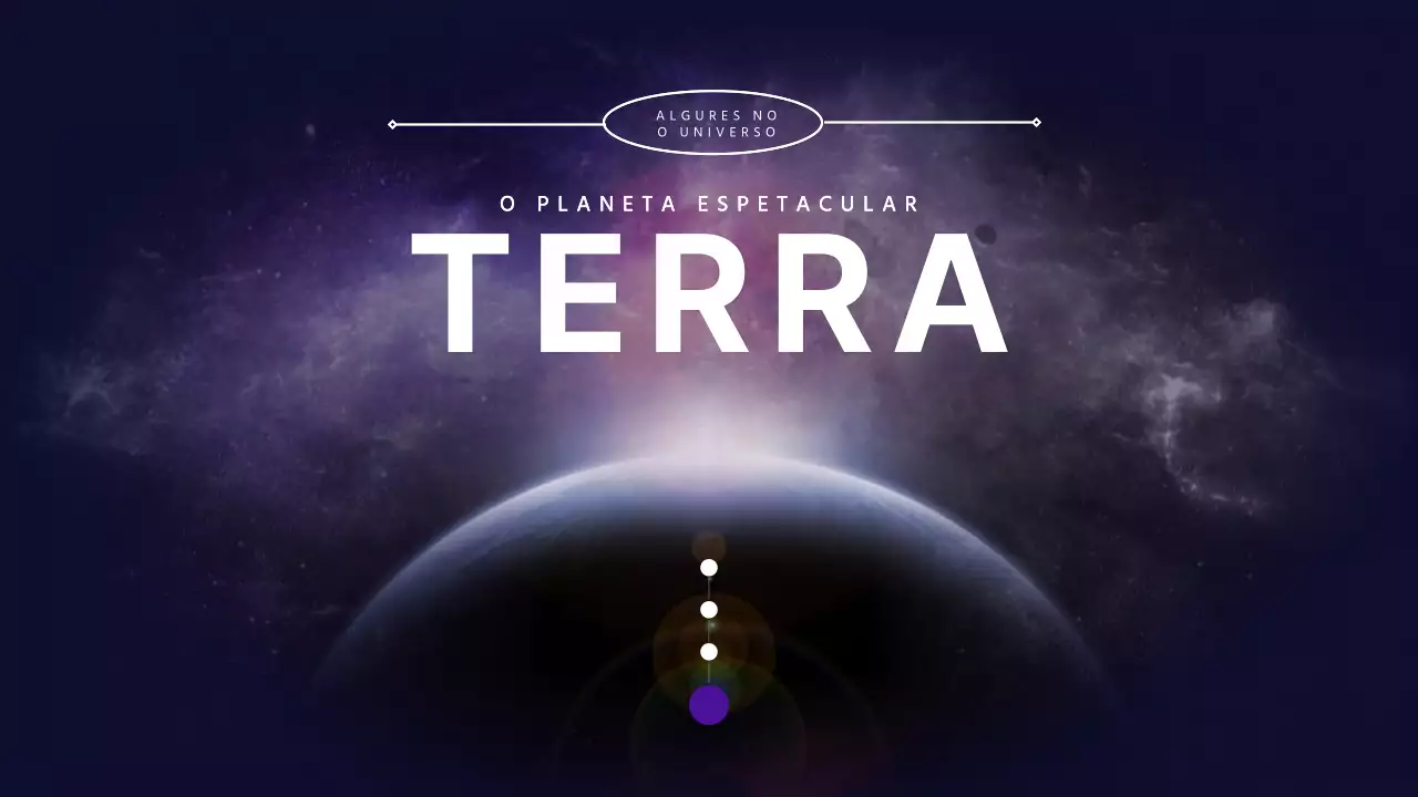 Explorar o universo, os planetas e a Terra em roxo e preto