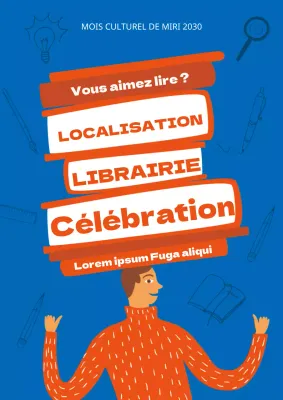 Thème d'illustration bleu-orange avec de jolies promotions de librairies