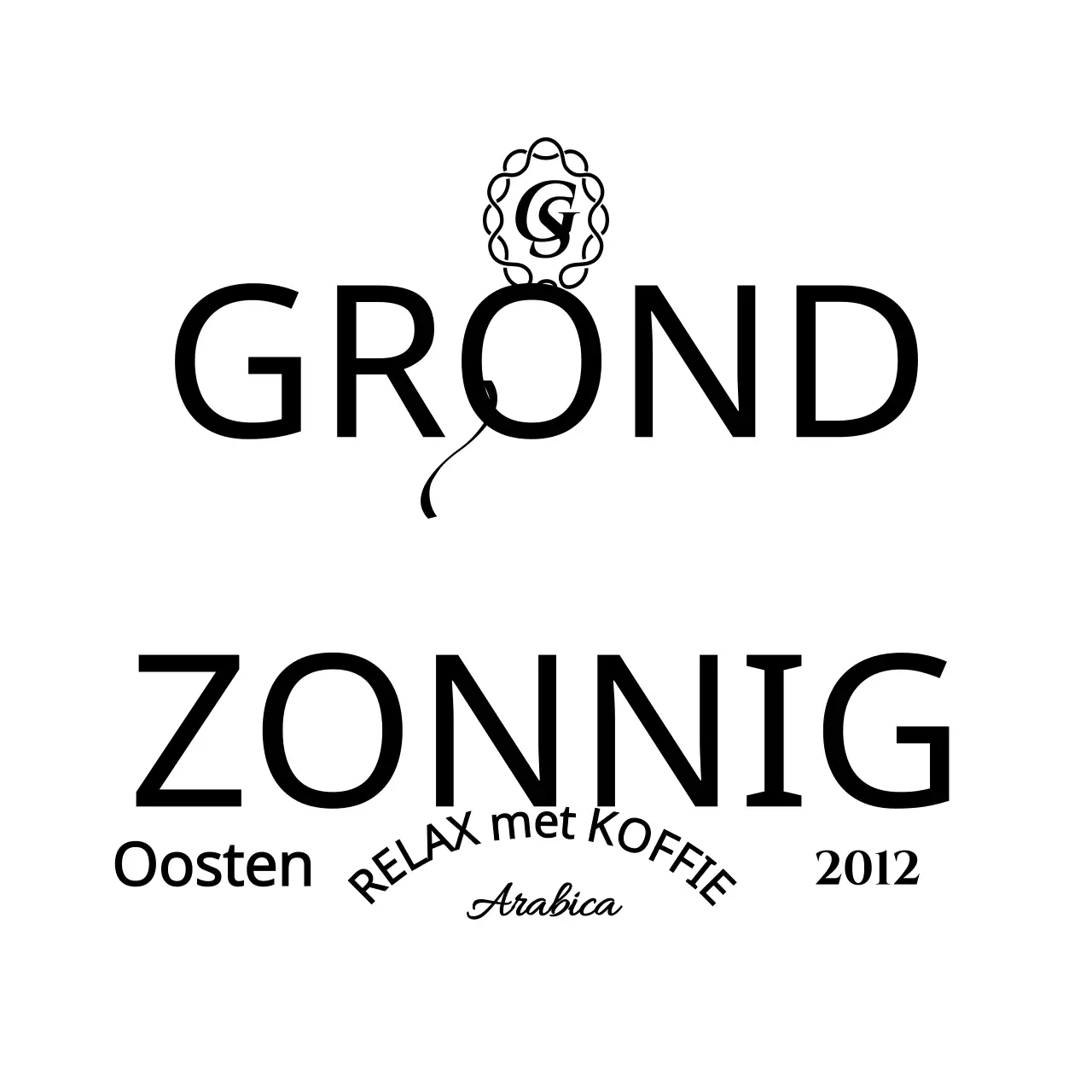 Café merchandise met zwarte, stijlvolle, conceptuele tekst