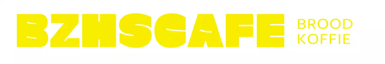 Eenvoudig tekst logo stijl cafe in geel