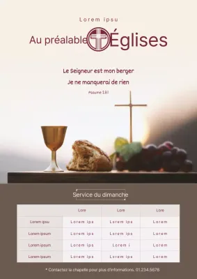Affiche église calme en marron