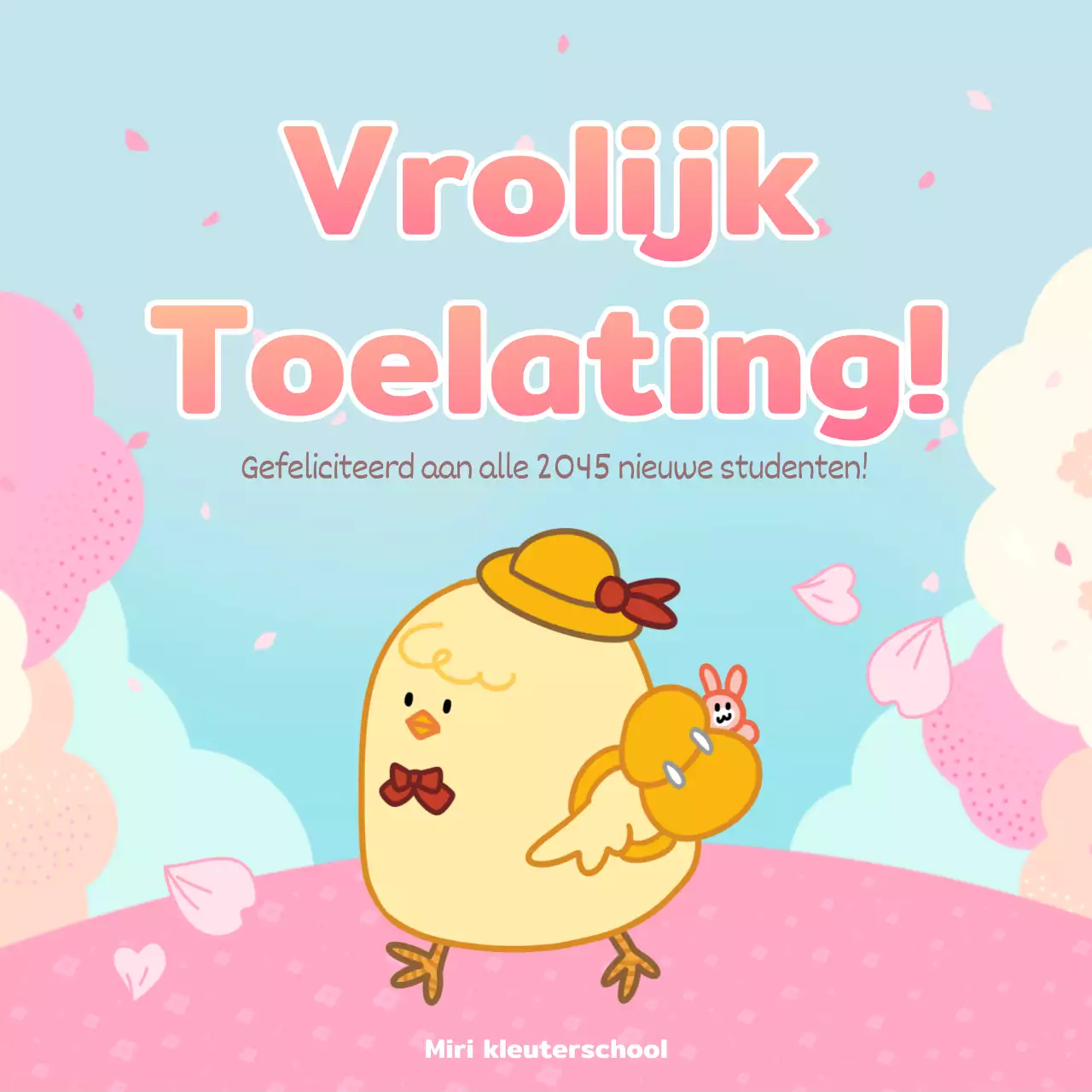 Licht blauw roze schattige illustratie kleuterschool entree viering