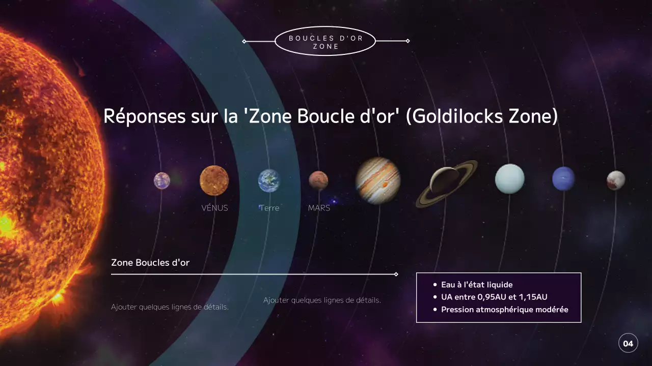 Explorer l'univers, les planètes et la terre en violet et noir