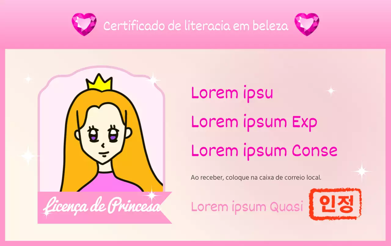 Tuíte kitsch com tema de certificado em cor-de-rosa