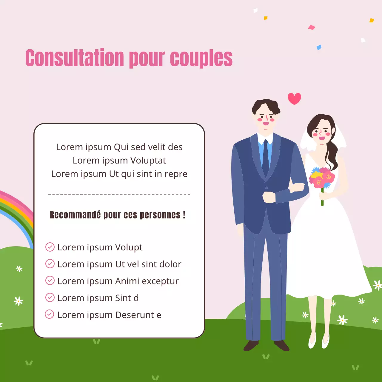 Une belle illustration chaleureuse en rose et chartreuse Mois de la famille Mai Journée des couples Conseil matrimonial