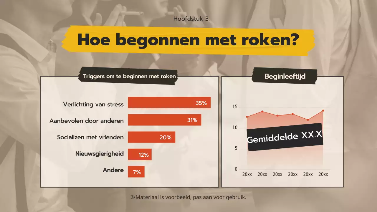 Voorlichtingsmateriaal over stoppen met roken voor jongeren met een beige pop-art collageconcept.