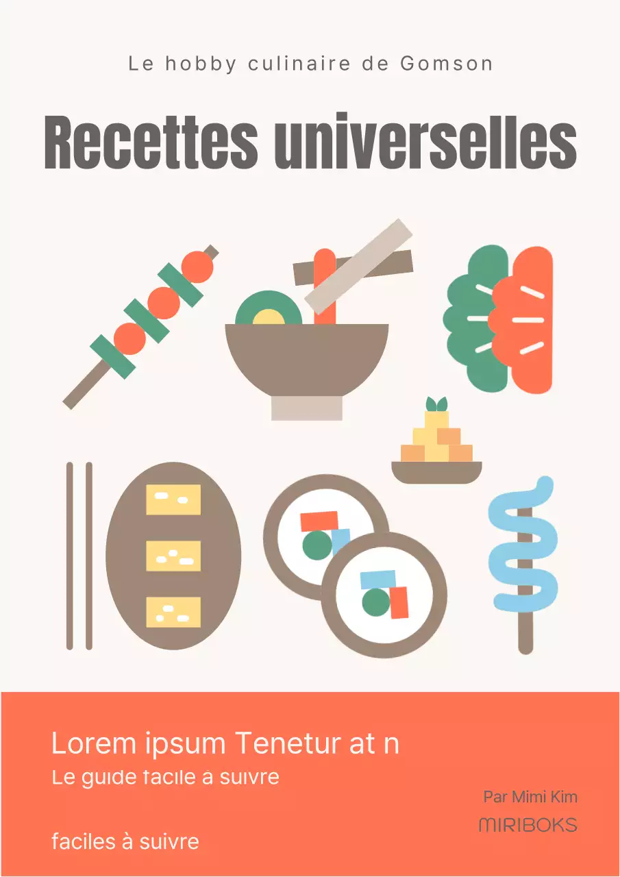 Beige Emotional Simple Cooking Recipe Book Cover (couverture du livre de recettes de cuisine simple)