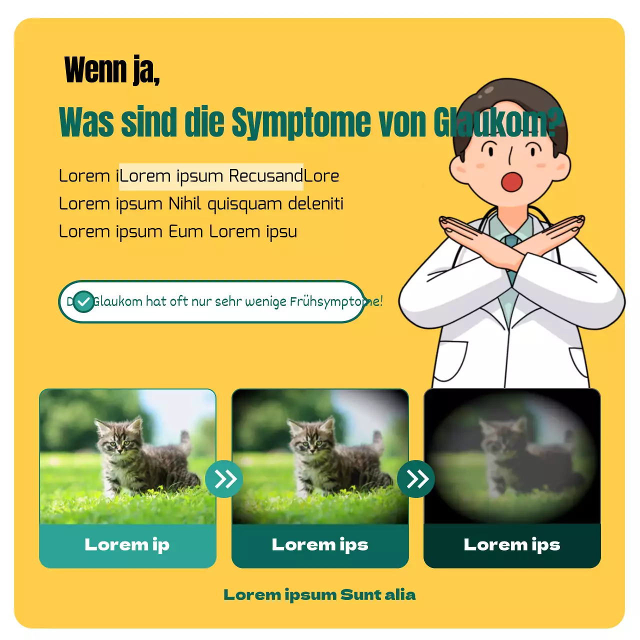 Glaukom erklärt in einem gelben und grünen Illustrationskonzept