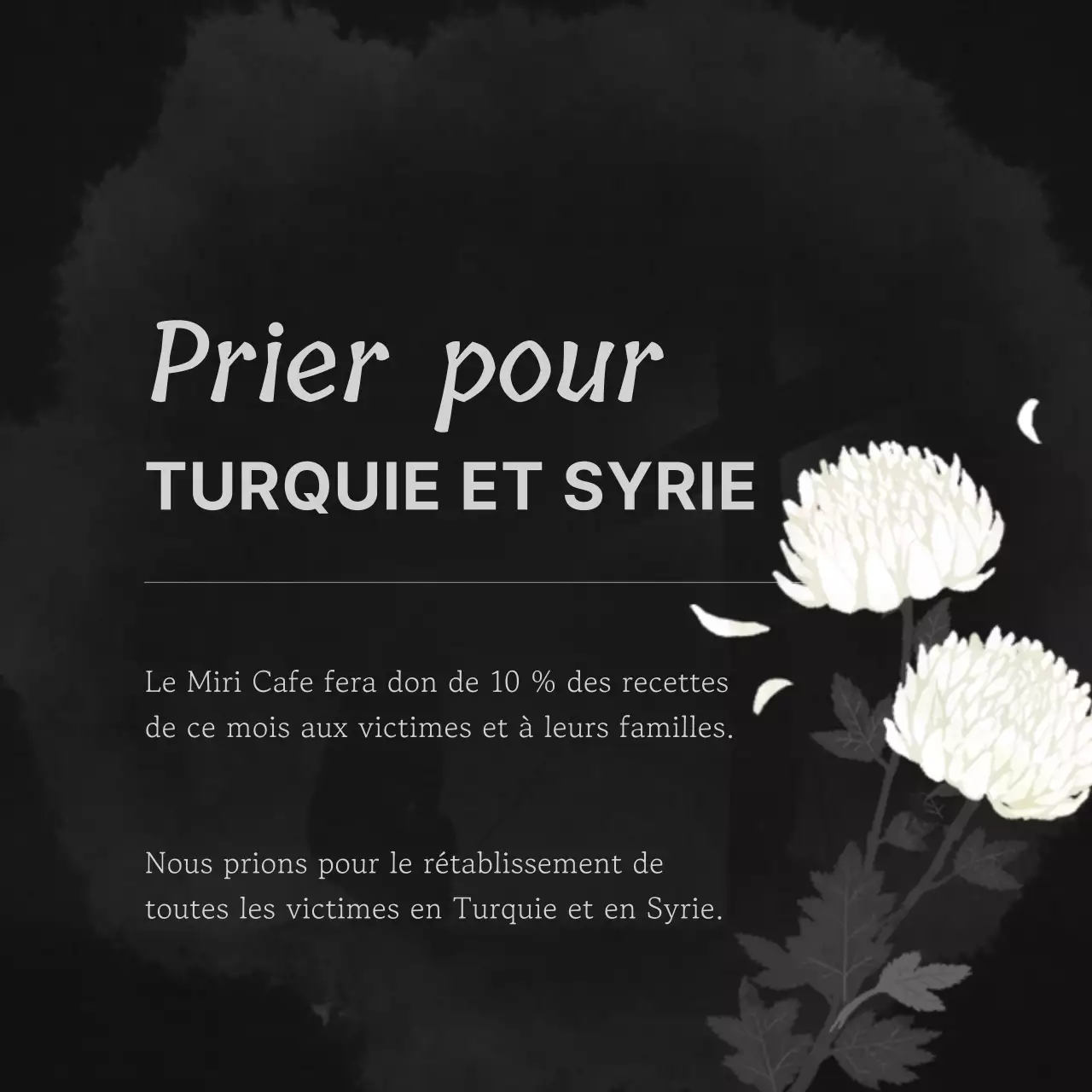 Noir, calme, contenu de l'hommage aux victimes