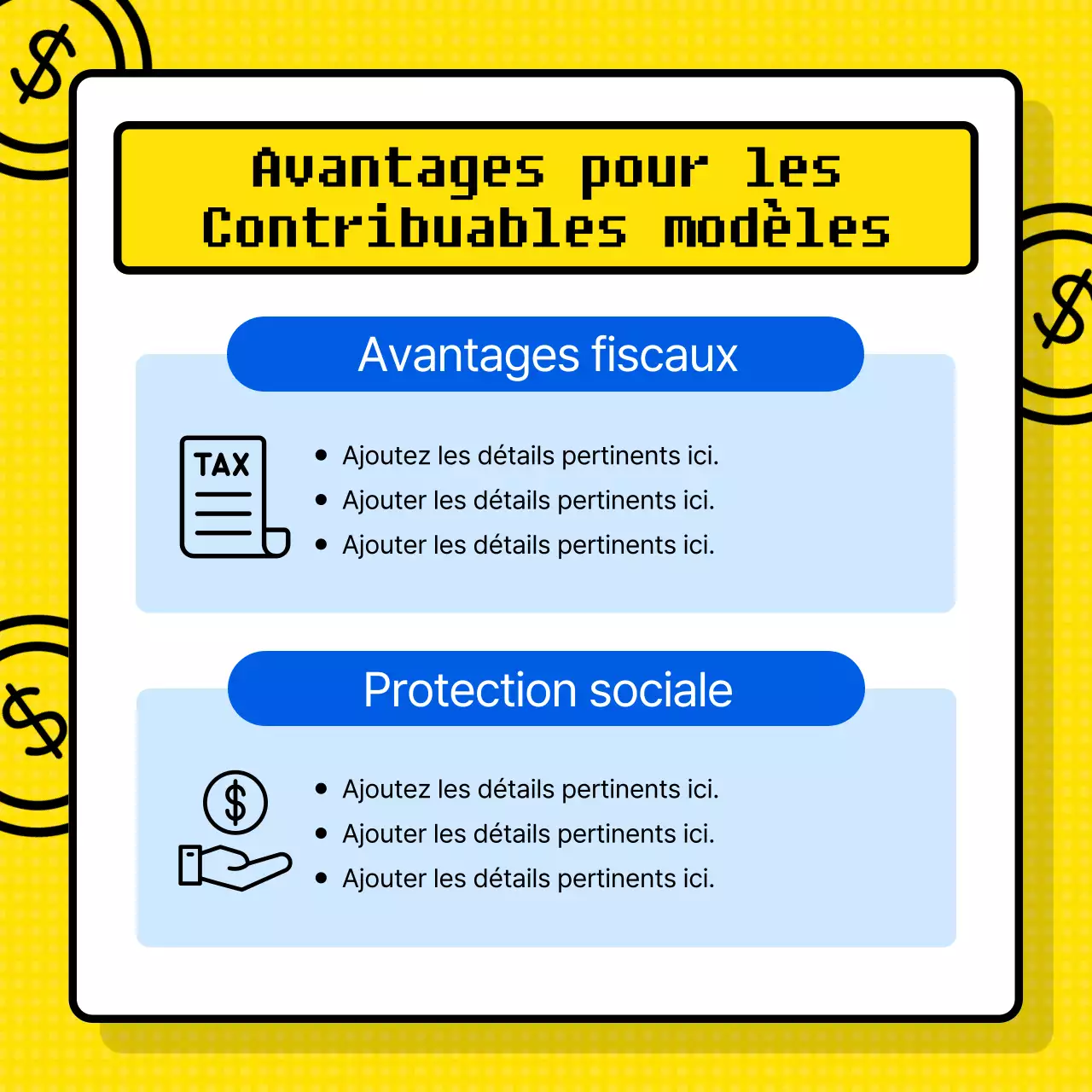 Fourniture d'informations exemplaires sur les contribuables avec un thème de calculatrice jaune (Card News)