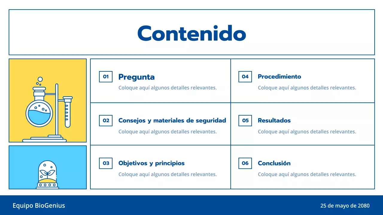 Azul claro y amarillo línea ilustración limpia experimento científico educación clase presentación tema