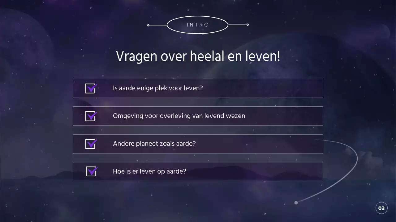 Ontdek het heelal, de planeten en de aarde in paars en zwart