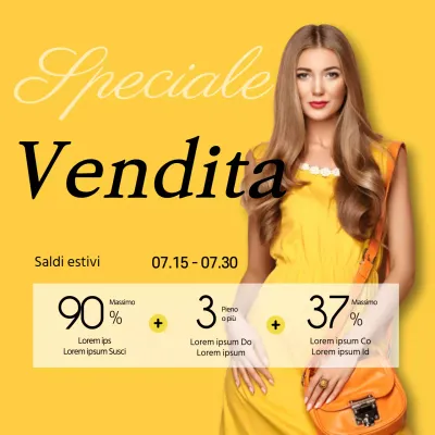 Promuovete l'evento di saldi estivi di tendenza del giallo