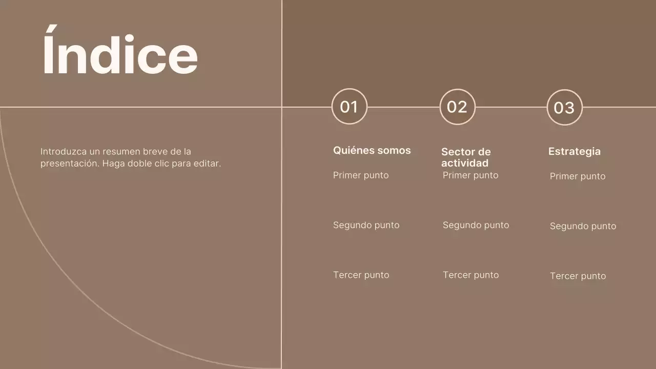 Un sencillo perfil de empresa en marrón y beige