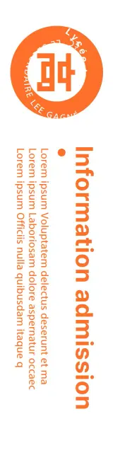 Un style de logo ambre épuré, orange et blanc, pour les annonces et les promotions de prospectus d'écoles secondaires.