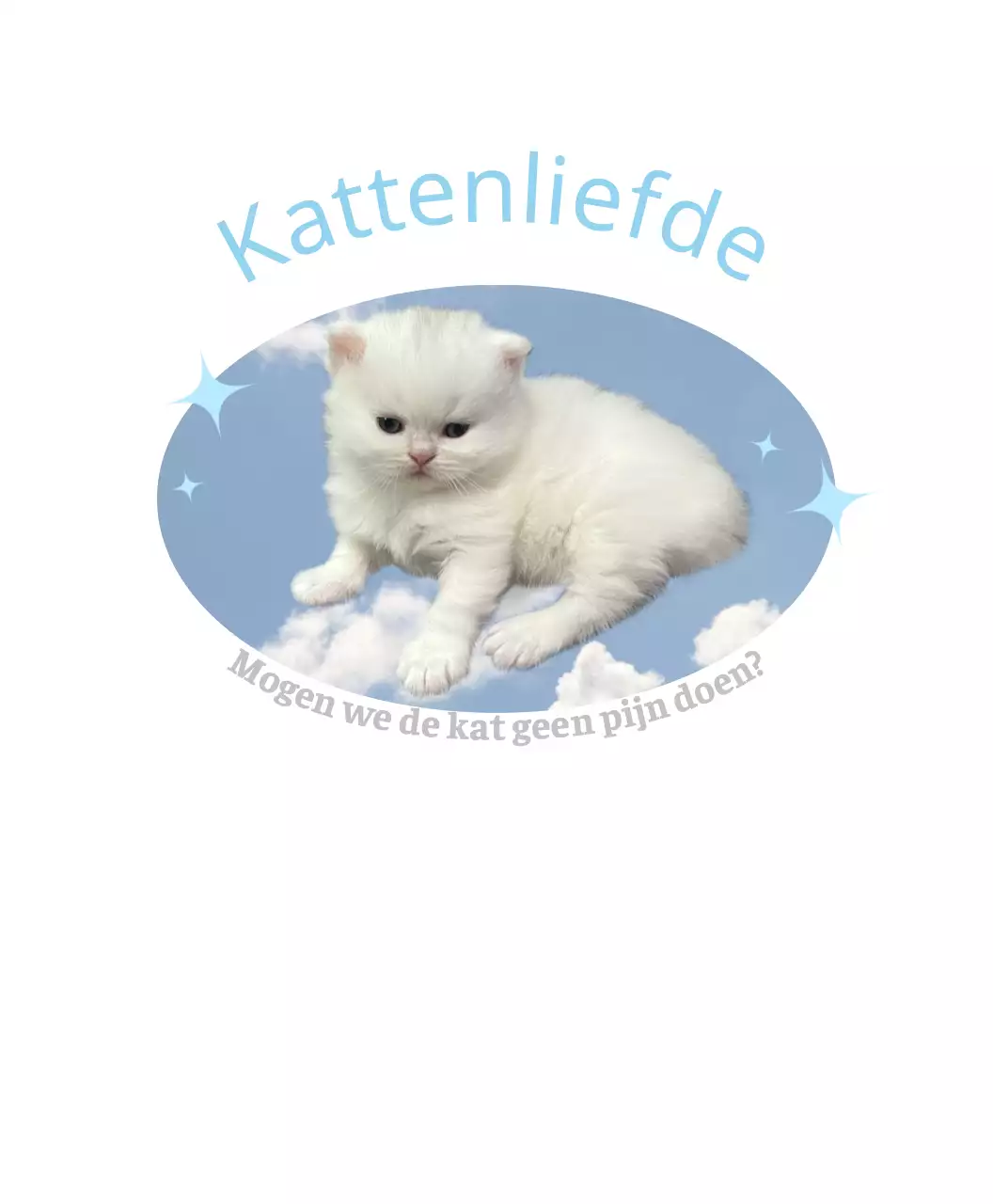 Schattige witte kat met hemelachtergrond