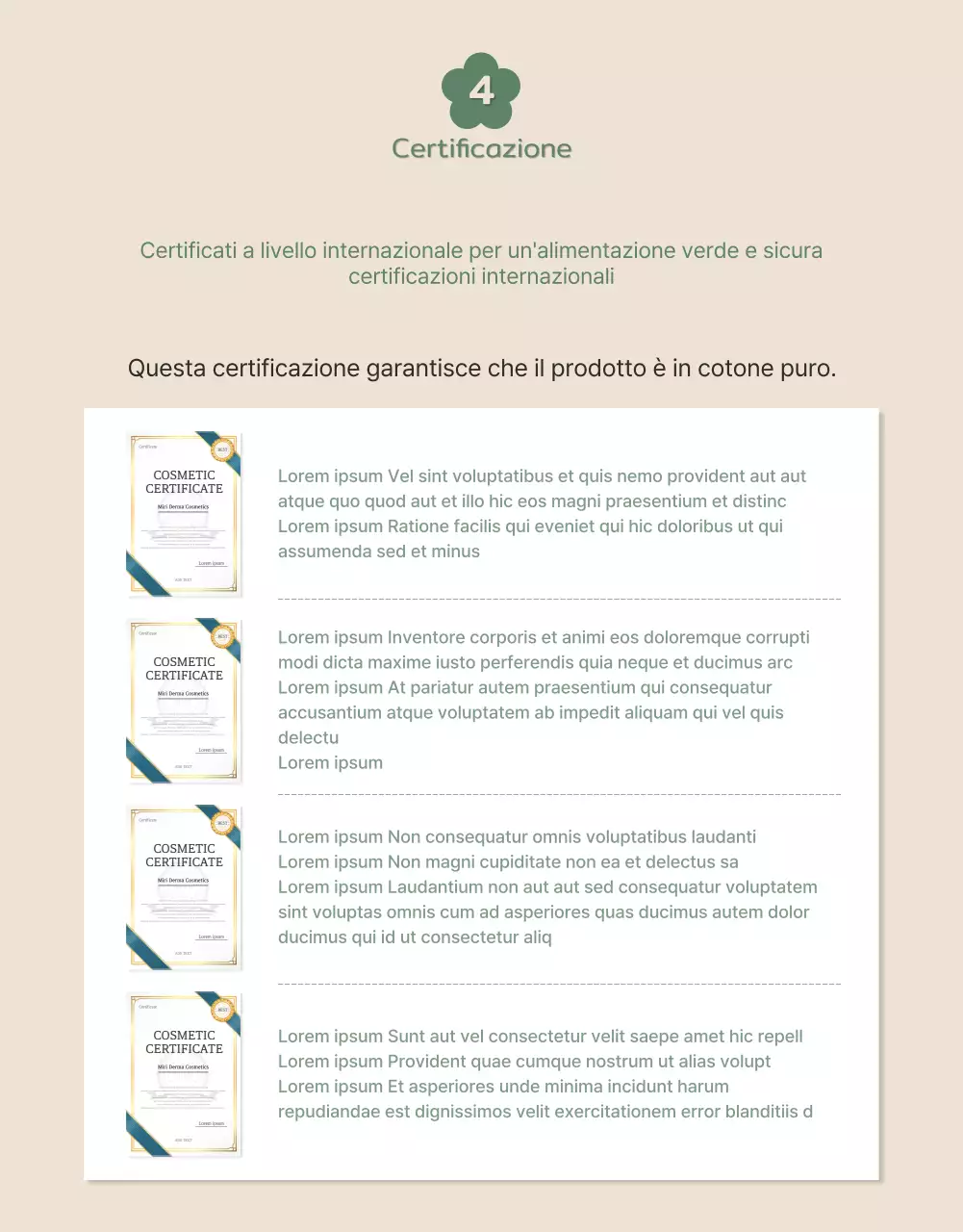 Simpatici assorbenti in cotone biologico nei toni del verde e del beige