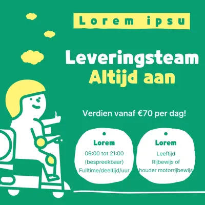 Het werven van schattige fluorescerende en groene bezorgers