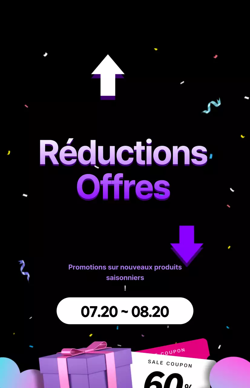 Une vente prête à faire la fête en violet et noir