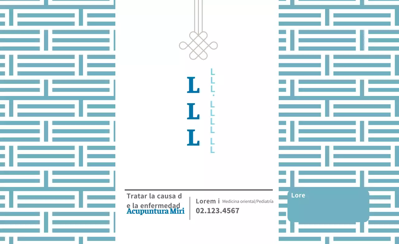 Etiqueta publicitaria azul de clínica de medicina tradicional oriental