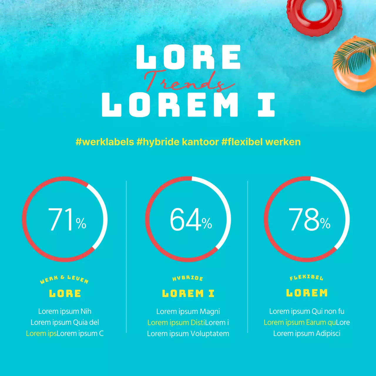 Een koele, heldere blauwe en gele kantoorwerkplek