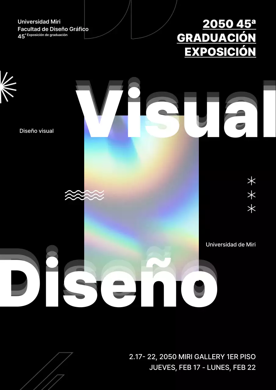 Imagen holográfica con fondo negro Exposición de graduación