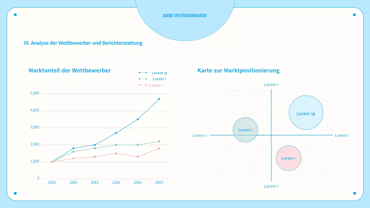 Diagramme und Infografiken mit Kreisen in blauen Pastelltönen