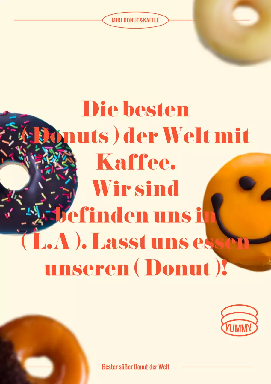 Plakat für eine Donut-Bäckerei in Beige und Rot