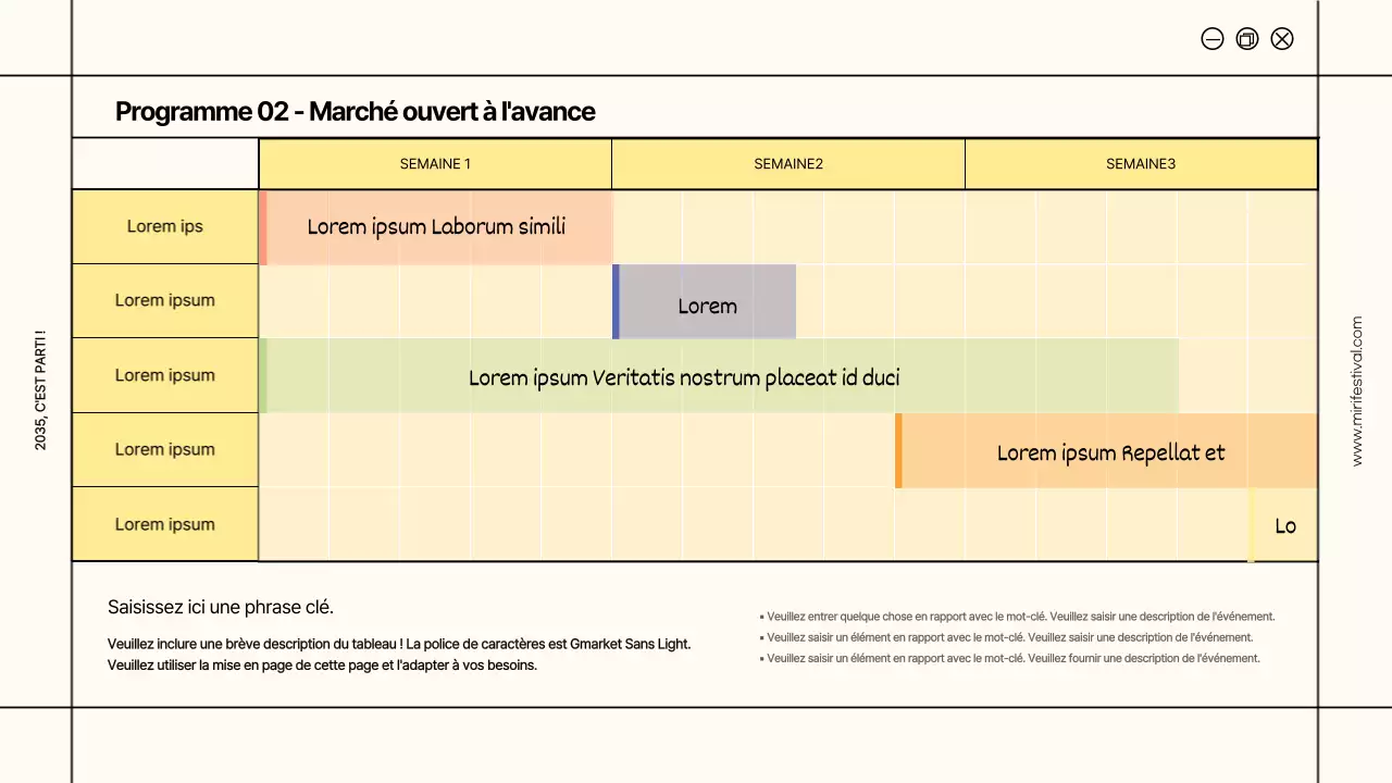 Les cadres de lignes ivoire et jaune sont à l'honneur dans la proposition de festival universitaire