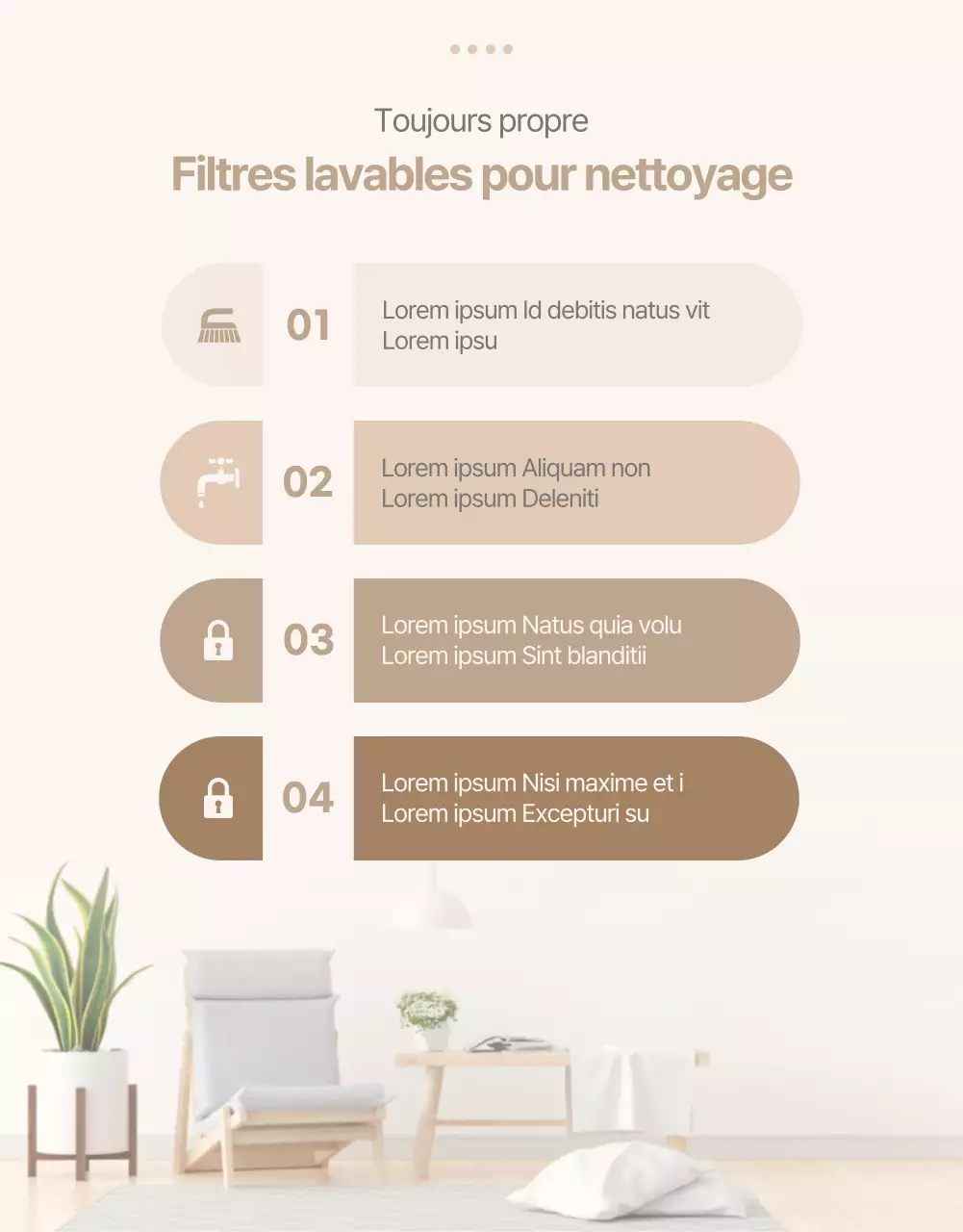 Voici un aspirateur à main simple et moderne dans les tons marron et beige.