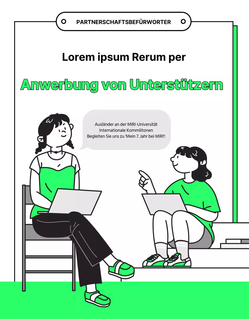 Erläuterung der Anwerbung internationaler Studenten in weißer und schwarzer Schrift