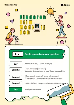 Een schattige illustratie van een kind dat schildert met gele en groene verf