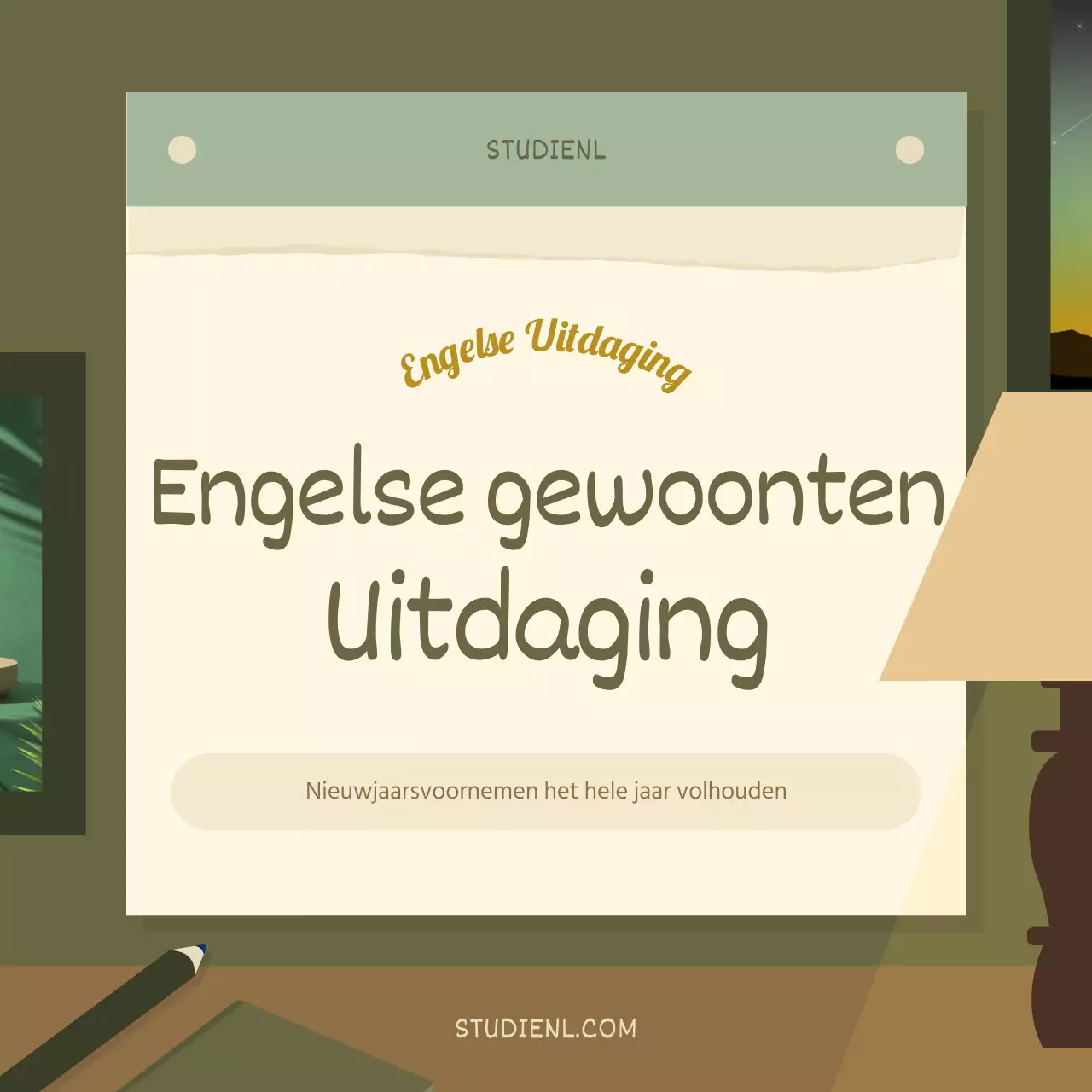 New Year's English Habits Challenge in Bruin en Groen