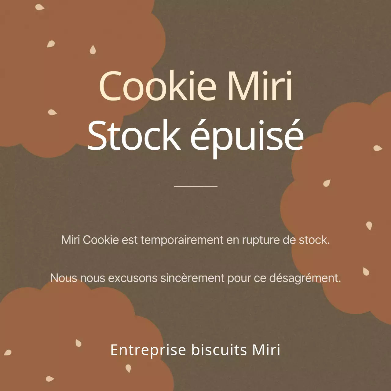 Avis bruns de mise en vente libre et de rupture de stock