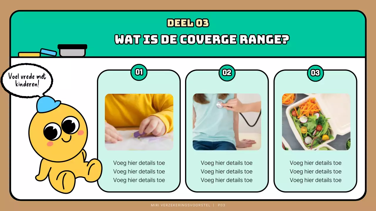 Turquoise Schattig Karakter Kind Verzekeringsvoorstel Presentatie