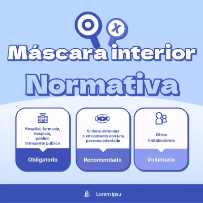 Azul, limpio, máscara interior obligatoria instalación OX orientación