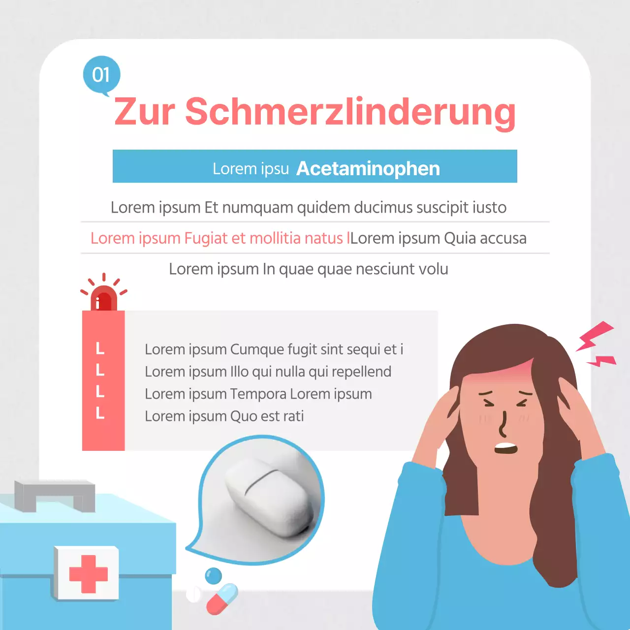 Erste-Hilfe-Kasten Karte in hellblauNews Design