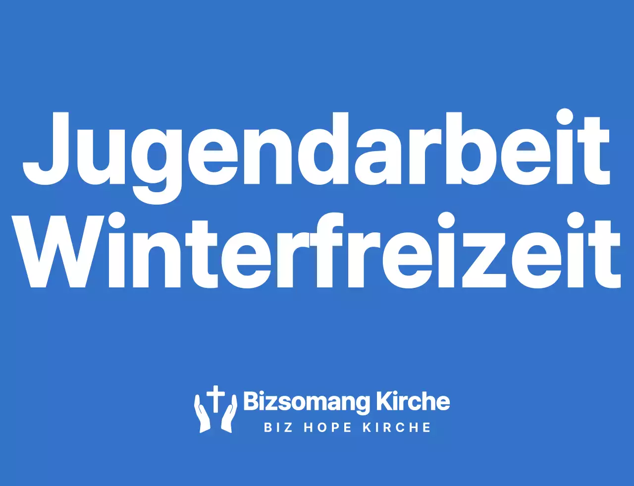 Einfache, saubere Symbol Logo Stil Kirche Winter Retreat Team T-Shirt in blau und weiß