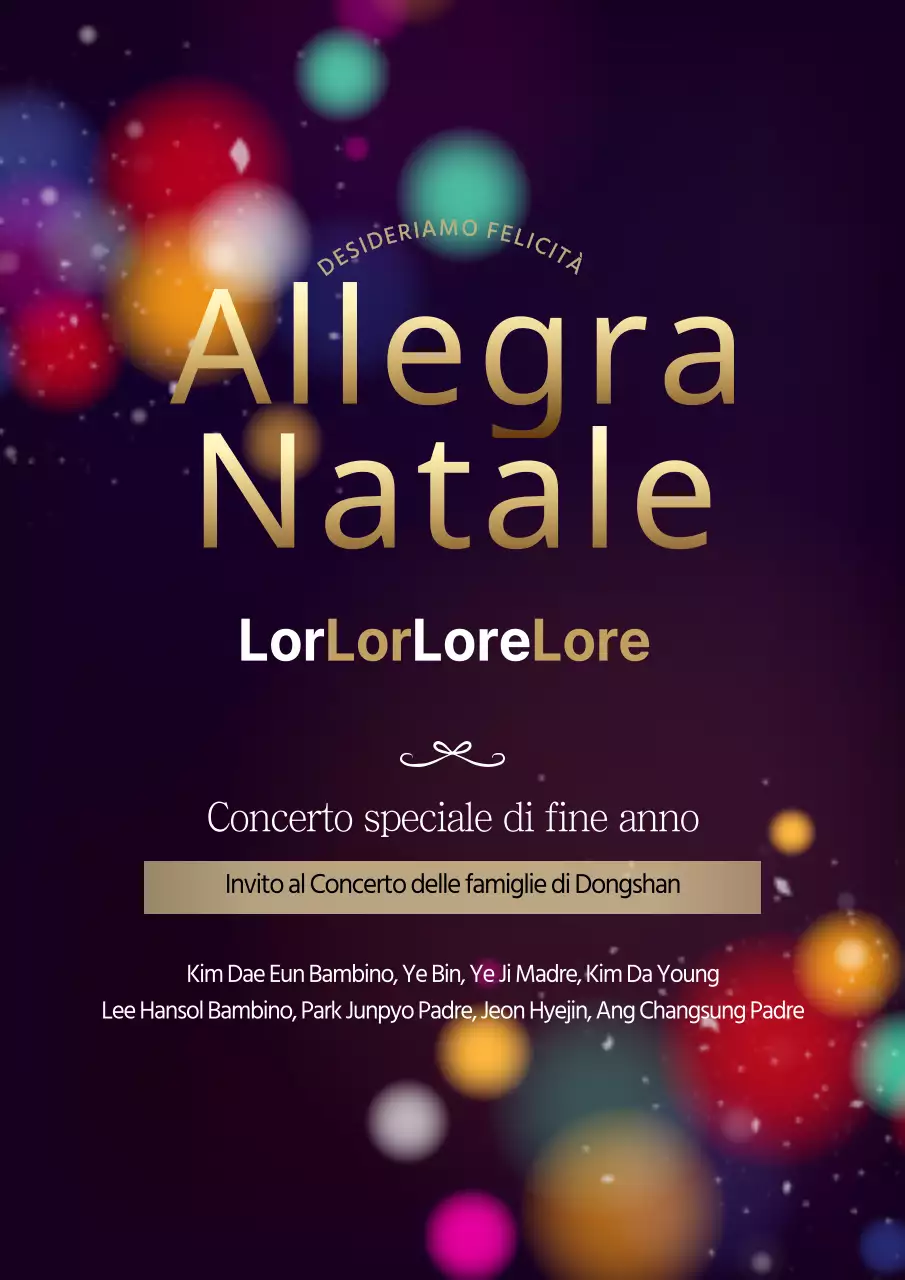 Elegante poster promozionale del recital di Natale con sfondo multicolore