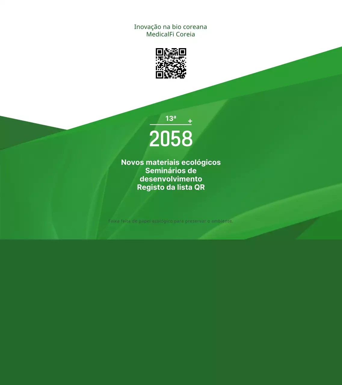 Estilo de apresentação de texto simples com cores verde e branca Informações sobre seminários de desenvolvimento ecológico