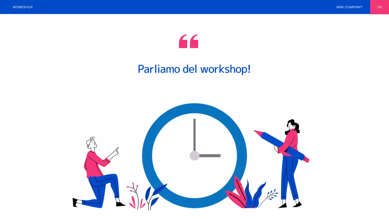 Laboratorio di team building illustrato in blu e rosa