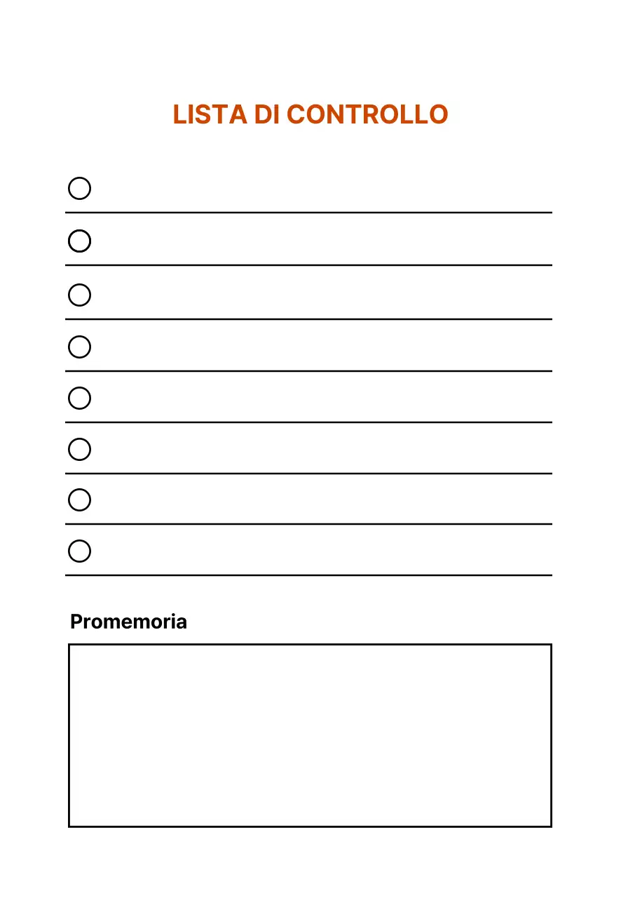 Lista di controllo semplice della linea bianca