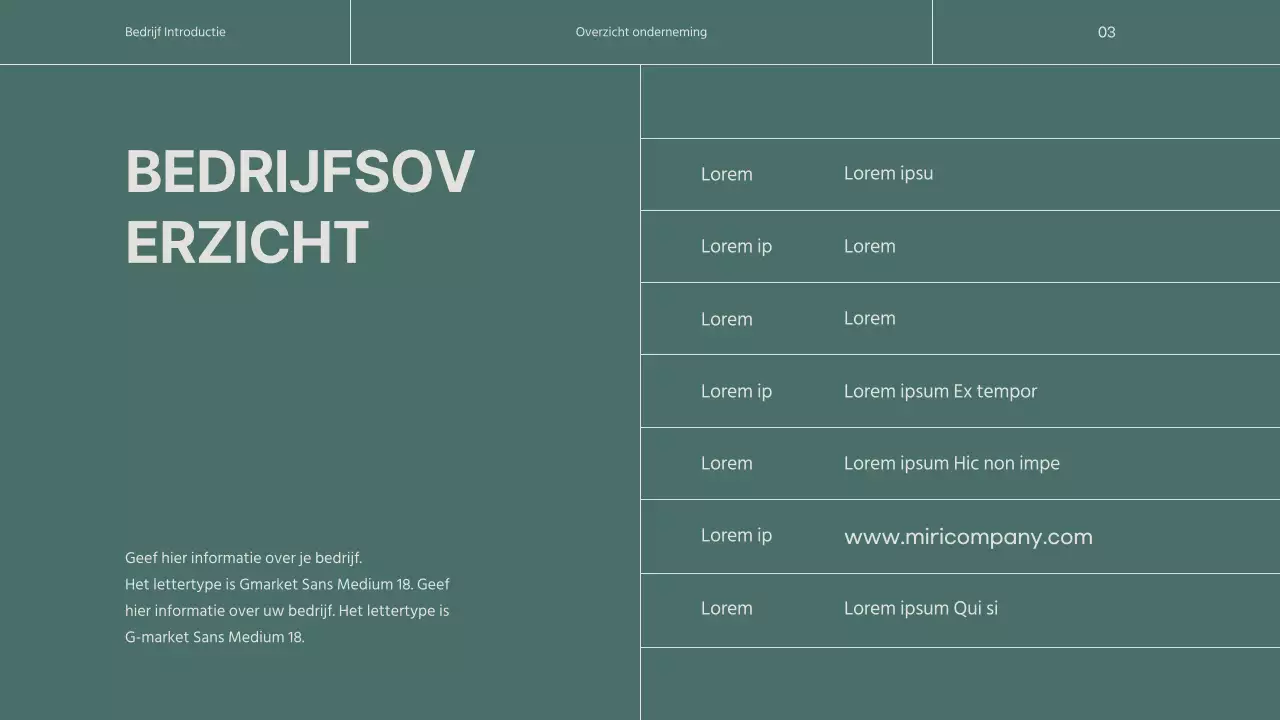 Een eenvoudig groen en beige bedrijfsprofiel