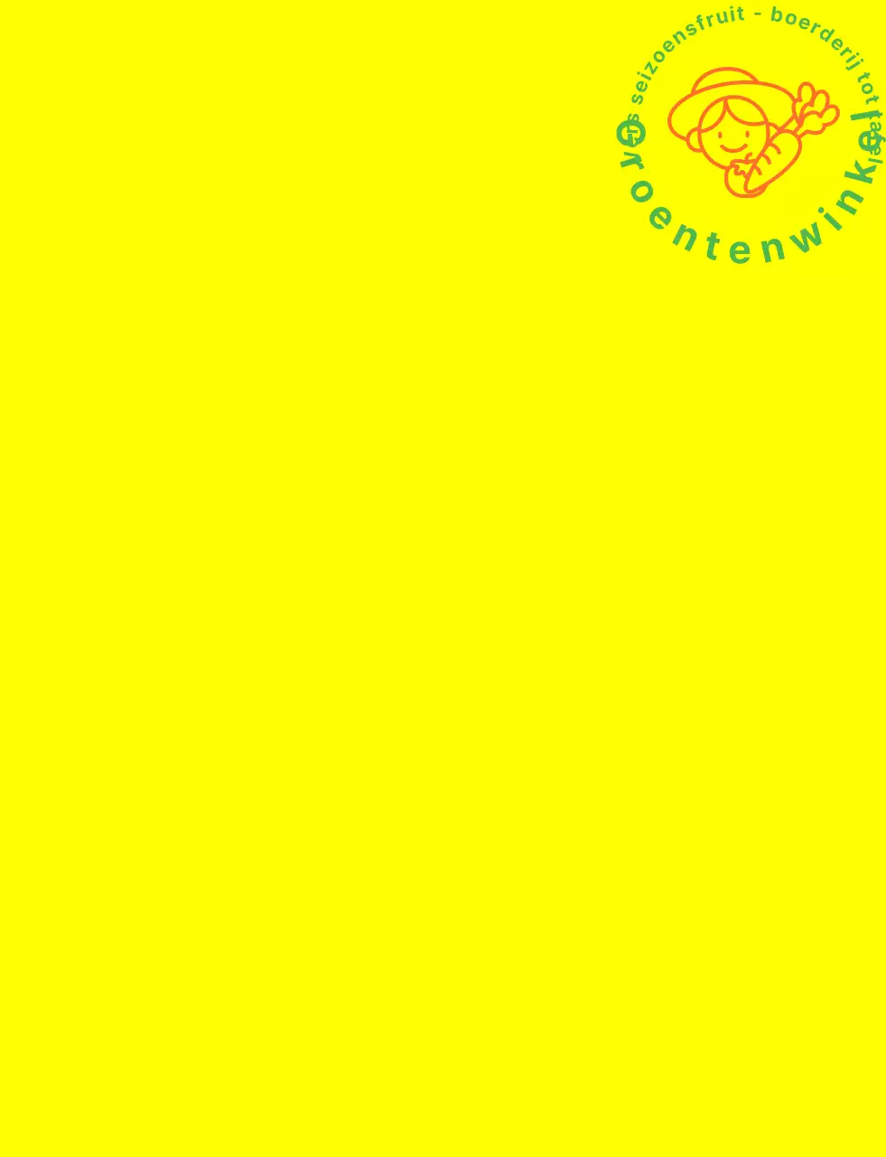 Groentenwinkel vest met eenvoudige lijnillustratie in geel groen en oranje